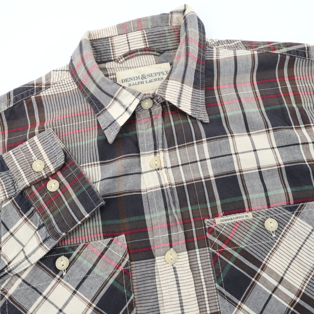 Denim & Supply Ralph Lauren Plaid Button Up Brown Long Sleeve Mens Small
